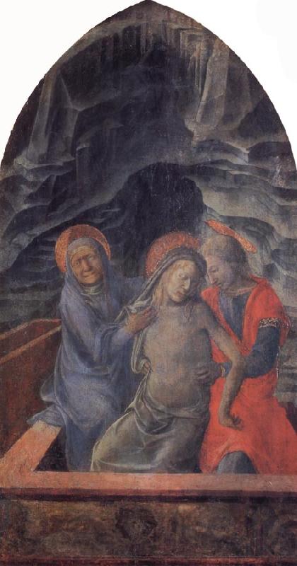 Fra Filippo Lippi The Dead Christ Supported by Mary and St.John the Evangelist Norge oil painting art